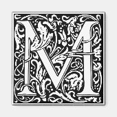 Aimant Lettre M Monogramme médiéval Art Nouveau (Devant)