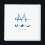 Aimant Lettre masculine de nom de garçon d'honneur bleu m<br><div class="desc">conception</div>