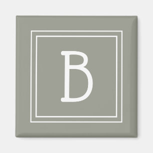 AIMANT LETTRE MONOGRAPHIQUE MINIMALE CAPTÉE VERT INITIAL