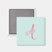 Aimant Lettre monographique personnalisée Florale initial (Recto/Verso)