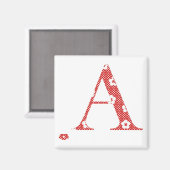 Aimant LETTRE Motif Fleur A (rouge) (Recto/Verso)