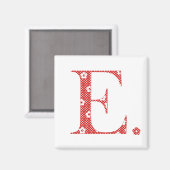 Aimant LETTRE Motif Fleur E(rouge) (Recto/Verso)