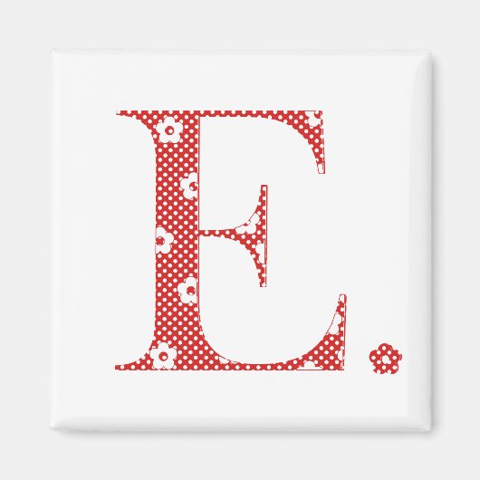 Aimant LETTRE Motif Fleur E(rouge) (Devant)