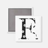 Aimant LETTRE Motif Fleur F (Recto/Verso)