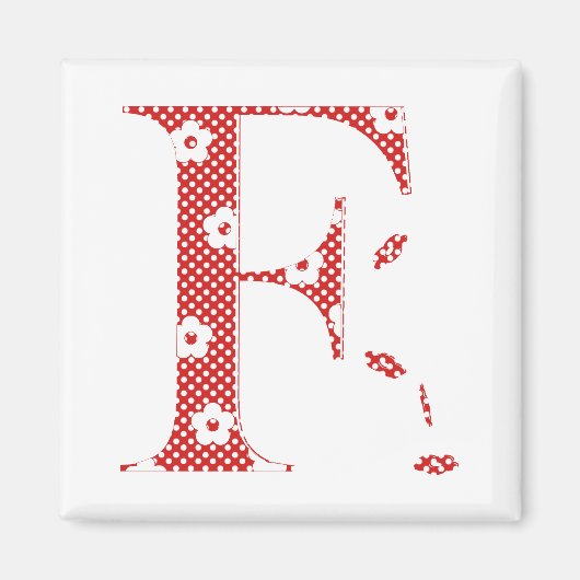 Aimant LETTRE Motif Fleur F(rouge) (Devant)