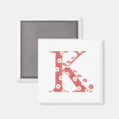 Aimant LETTRE Motif Fleur K(rouge) (Recto/Verso)