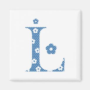 Aimant LETTRE Motif Fleur L(bleu)