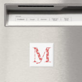 Aimant LETTRE Motif Fleur M(rouge) (In Situ (Lave-vaisselle))