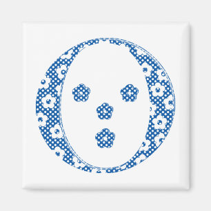 Aimant LETTRE Motif Fleur O(bleu)
