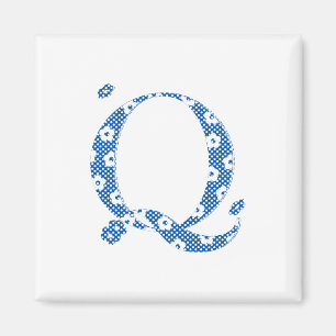 Aimant LETTRE Motif Fleur Q (bleu)