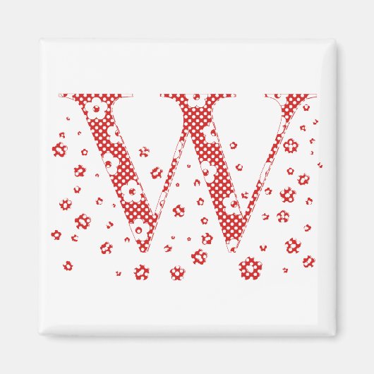 Aimant LETTRE Motif Fleur W(rouge) (Devant)