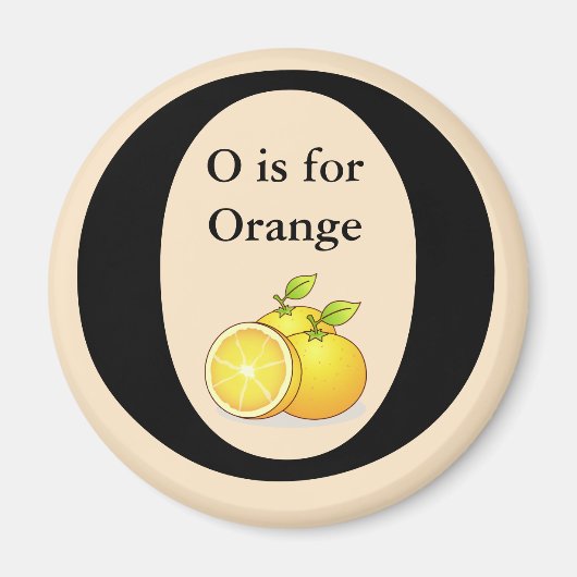 Aimant Lettre O est pour Orange Children's Learning Magne (Devant)