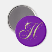 Aimant Lettre or H Monogramme Cadeau initial (Recto/Verso)