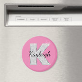Aimant Lettre Parties scintillant en argent rose K (In Situ (Lave-vaisselle))
