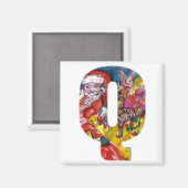 AIMANT LETTRE Q DE NOËL / PÈRE NOËL AVEC CADEAUX MONOGRAM (Recto/Verso)