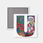 AIMANT LETTRE U DE NOËL / PÈRE NOËL AVEC MONOGRAM DE VIOL (Recto/Verso)