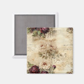 Aimant Lettre vintage d'amour parchemin avec fleurs (7) (Recto/Verso)