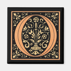 Aimant LETTRE vintage NOIR ET OR 'O'