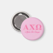 Aimant Lettres roses Alpha Chi Omega (Recto/Verso)