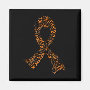 Aimant Leucémie Cancer Lutte Guerrier Orange Ribbon Lauré