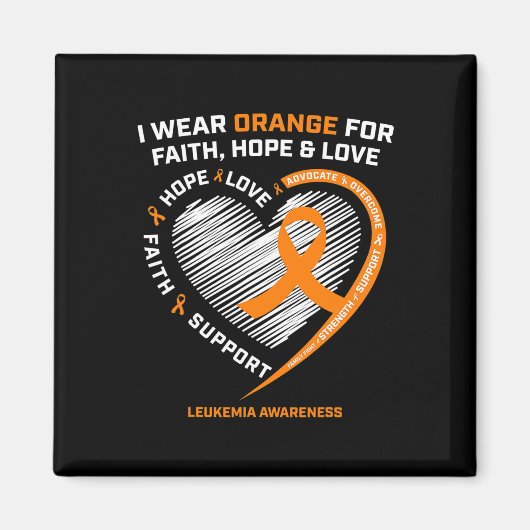 Aimant Leucémie orange Conscience Foi Espoir Amour Christ (Devant)