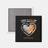 Aimant Leucémie orange Conscience Foi Espoir Amour Christ (Recto/Verso)