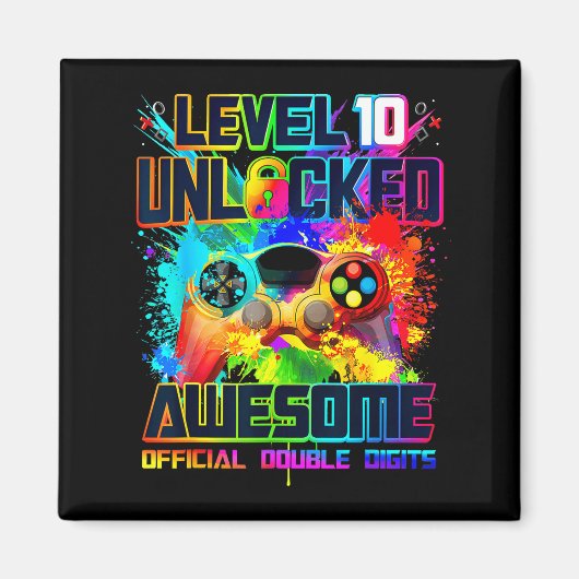 Aimant Level 10 Unlocked Awesome Gaming Birthday Boy 10th (Devant)
