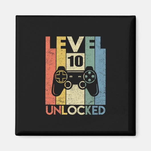 Aimant Level 10 Unlocked Funny Video Gamer 10th Birthday  (Devant)