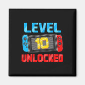 Aimant Level 10 Unlocked Gamer 10th Birthday Gift Video G (Devant)