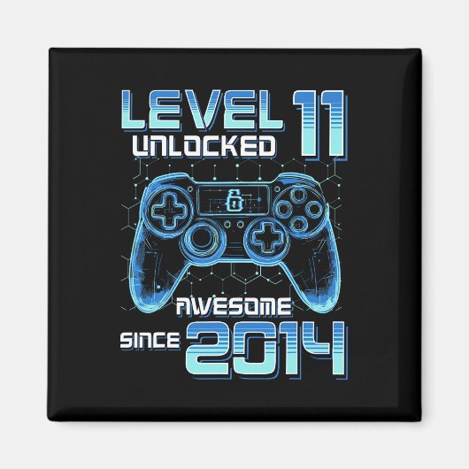 Aimant Level 11 Unlocked Video Game Party 11th Birthday G (Devant)