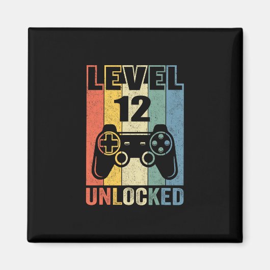 Aimant Level 12 Unlocked Shirt Funny Video Gamer 12th Bir (Devant)
