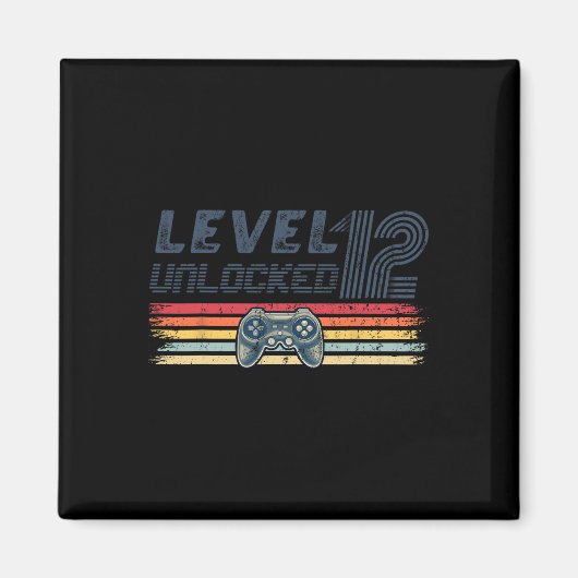Aimant Level 12 Unlocked Video Game 12th Birthday Gamer B (Devant)