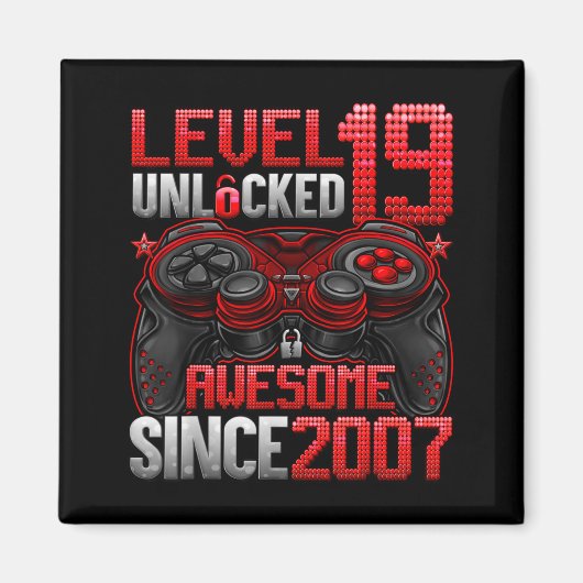 Aimant Level 19 Unlocked 19 Year Old Boys 19th Birthday B (Devant)