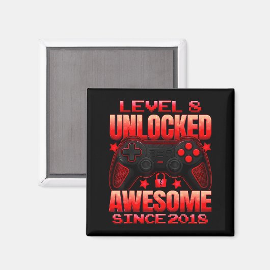 Aimant Level 8 Unlocked 8 Year Old For Boys 8th Birthday (Recto/Verso)