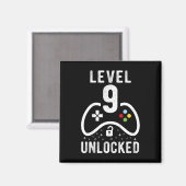 Aimant Level 9 Unlocked Video Game 9th Birthday Gift  (Recto/Verso)