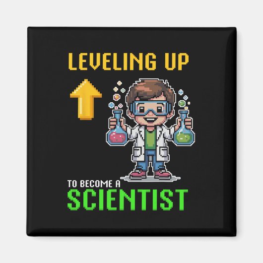 Aimant Levelup Scientist Ck To School Funny Gamer Boy (Devant)