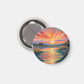 Aimant Lever de soleil à l'aquarelle de l'étang (Recto/Verso)