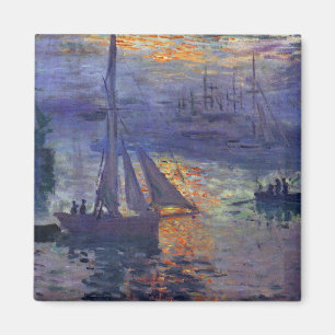 Aimant Lever de soleil à l'art de canotage de peinture d
