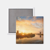 Aimant Lever de soleil sur les moulins à vent et une rivi (Recto/Verso)