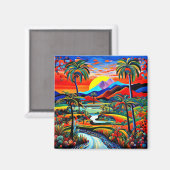 Aimant Lever de soleil tropical (Recto/Verso)