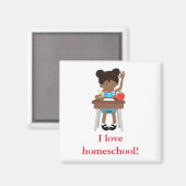 Aimant Levez la main de la fille de l'école maternelle (Recto/Verso)