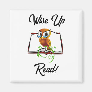 Aimant Levez-vous et lisez le livre Owl Funny Kids Cartoo