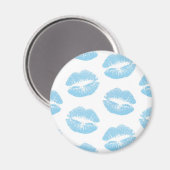 Aimant Lèvres Bleues, Motif De Lèvres, Bleu, Baiser (Recto/Verso)