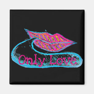 Aimant Lèvres roses et un mot balon ou langue