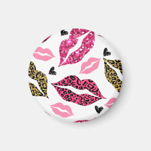 Aimant Lèvres scintillantes : Motif de mode Leopard