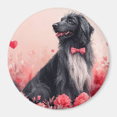 Aimant Lévrier Afghan avec des Roses - Saint-Valentin  (Devant)