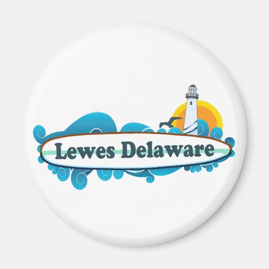 Aimant Lewes Beach "Surf" Design. (Devant)