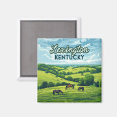 Aimant Lexington Kentucky Horloges Bluegrass Fermes Vinta (Recto/Verso)