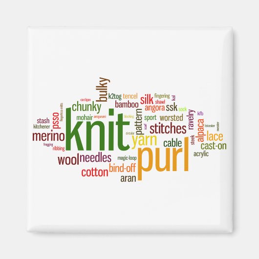 Aimant Lexique de Tricot de Knit Purl pour les Knitters (Devant)