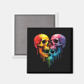 Aimant Lgbt Pride Halloween Horror Skeleton Skull Rainbow (Recto/Verso)